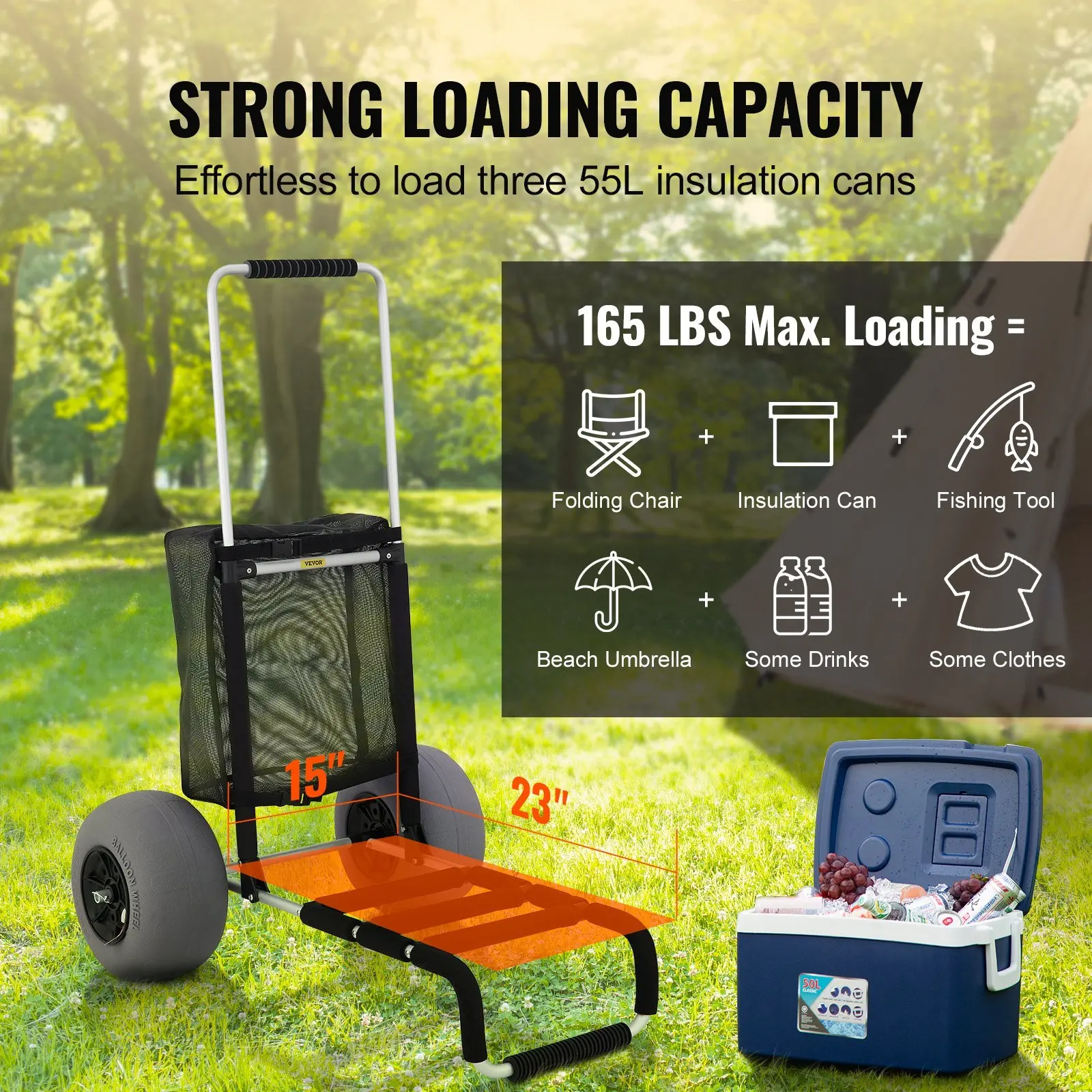 165LBS Loading Folding Sand Cart & 33.1