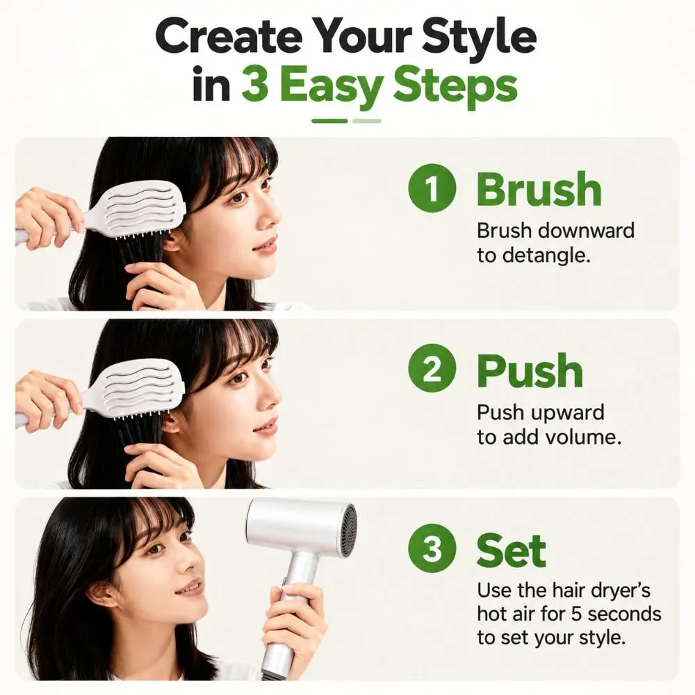 New Self Cleaning Foldable Comb Anti Static Massage Easy-to-Clean Comb Styling Rounded Soft Bristles Volumizing Comb Home Use