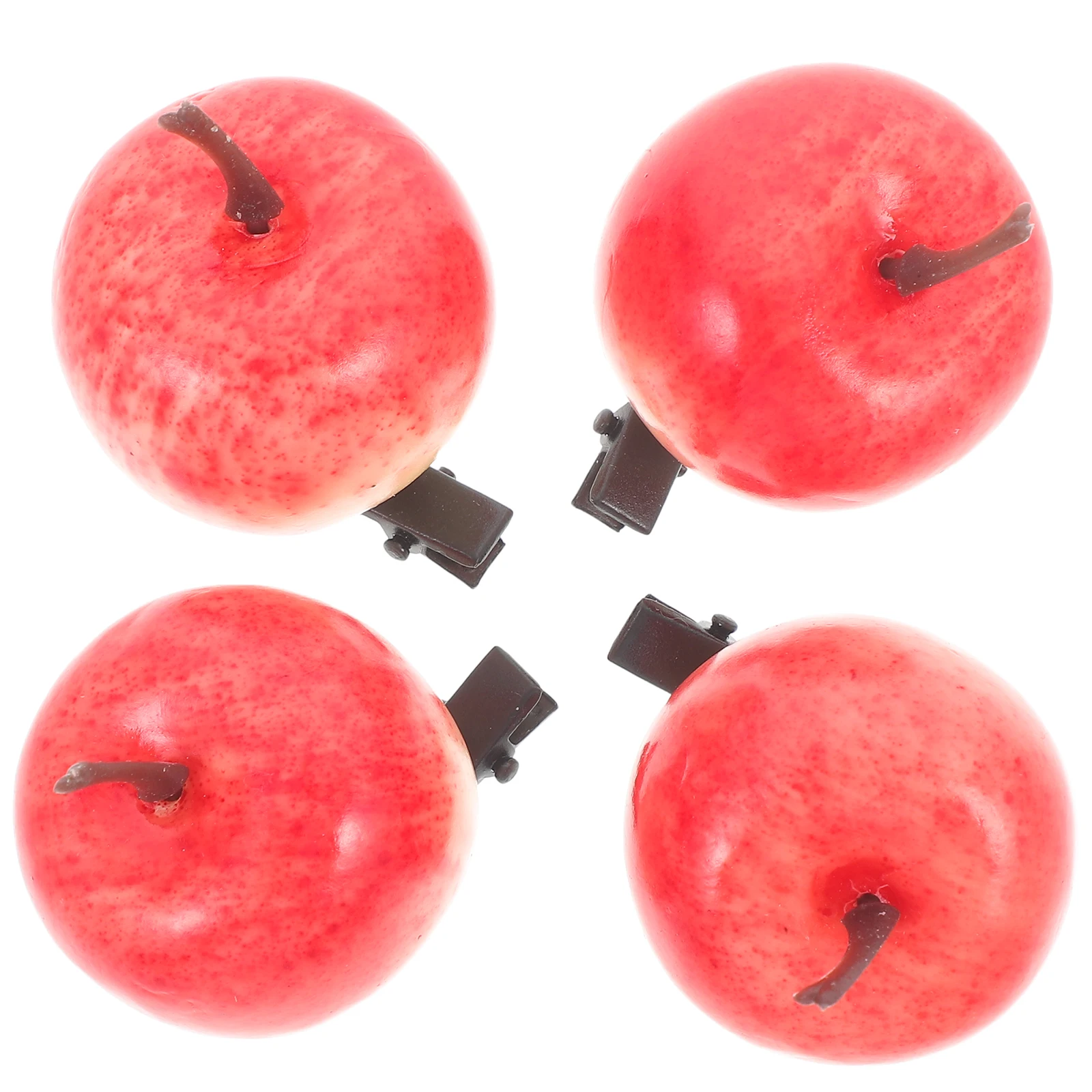 

4pcs Simulated Apples Clips Cute Mini Fruit Hairpin Lightweight Realistic Design For Women Girls Party Wedding Daily