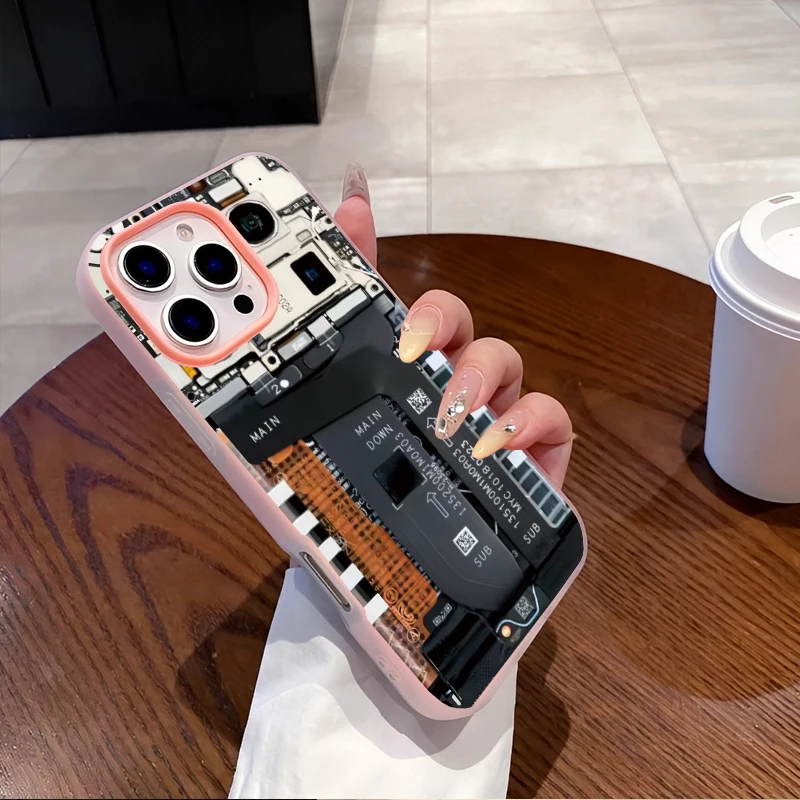 مغناطيس بسيط محاكاة شفافة اللوحة الأم منظور جراب هاتف آيفون 16 15 14 13 12 برو 11 بروماكس جراب هاتف