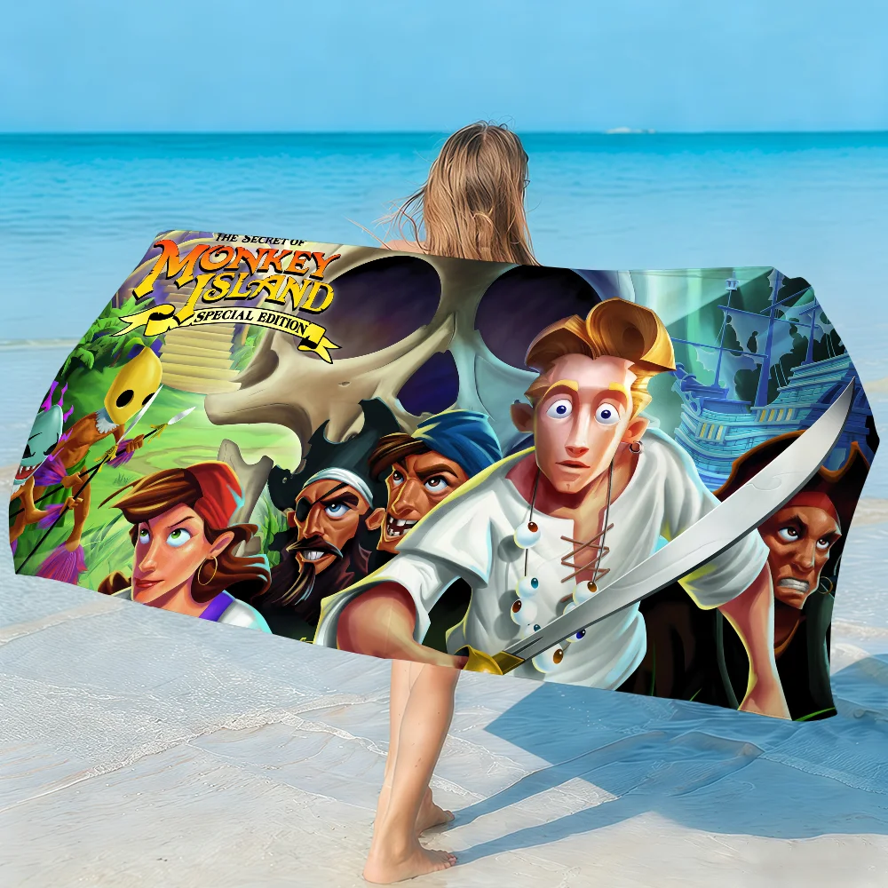 Game Monkey Island-S Towel Soft Lightweight Anti-Sand Large Beach Towel Quick-Drying Bath Sports Family