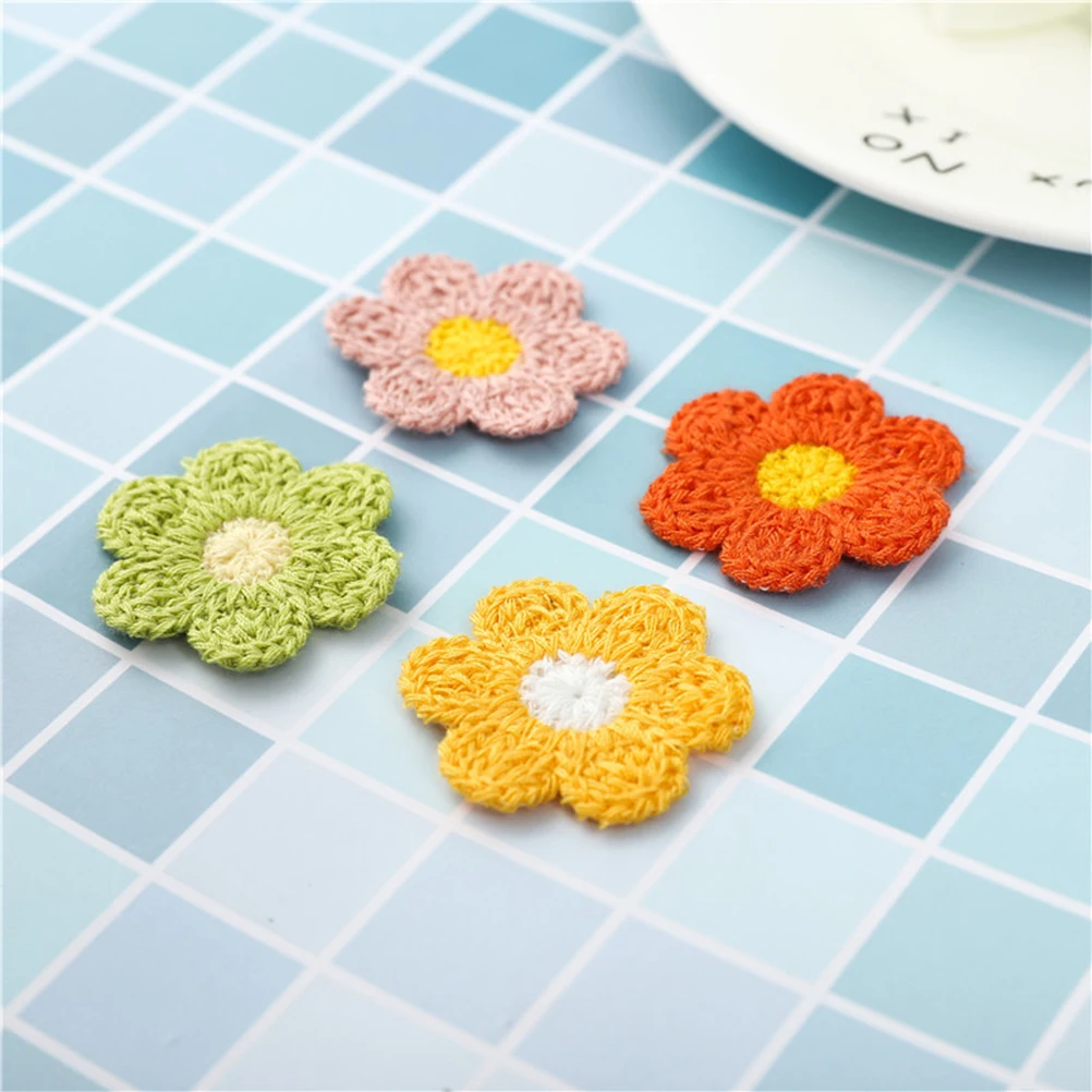 

25pcs Cloth Patches DIY Sew On Mixed Colors Flower Shape Patches Flower Shape Applique Repair Decorative Garments