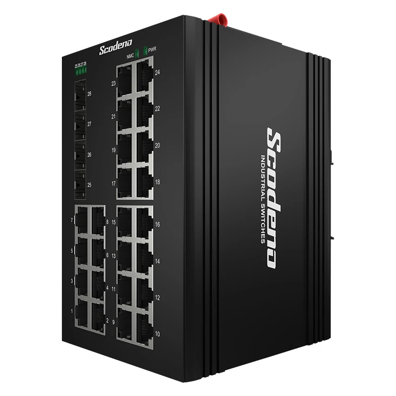 

Industrial 24 Port Managed Ethernet Switch with 24 port Ethernert Gigabit RJ 45 and 4 port 10G Fiber SFP