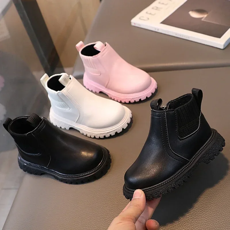 Baby Girl Martin Boots Girls Leather Snow Boots Young Women Chelsea Short Boots Chilren Leather Shoes Kid Shoe for Boy