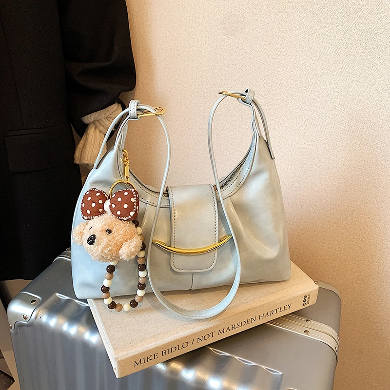 PU Solid Color Design Shoulder Bags 2026 High Quality Design Sense Fashion Bags Light Luxury Versatile Women's Handbags