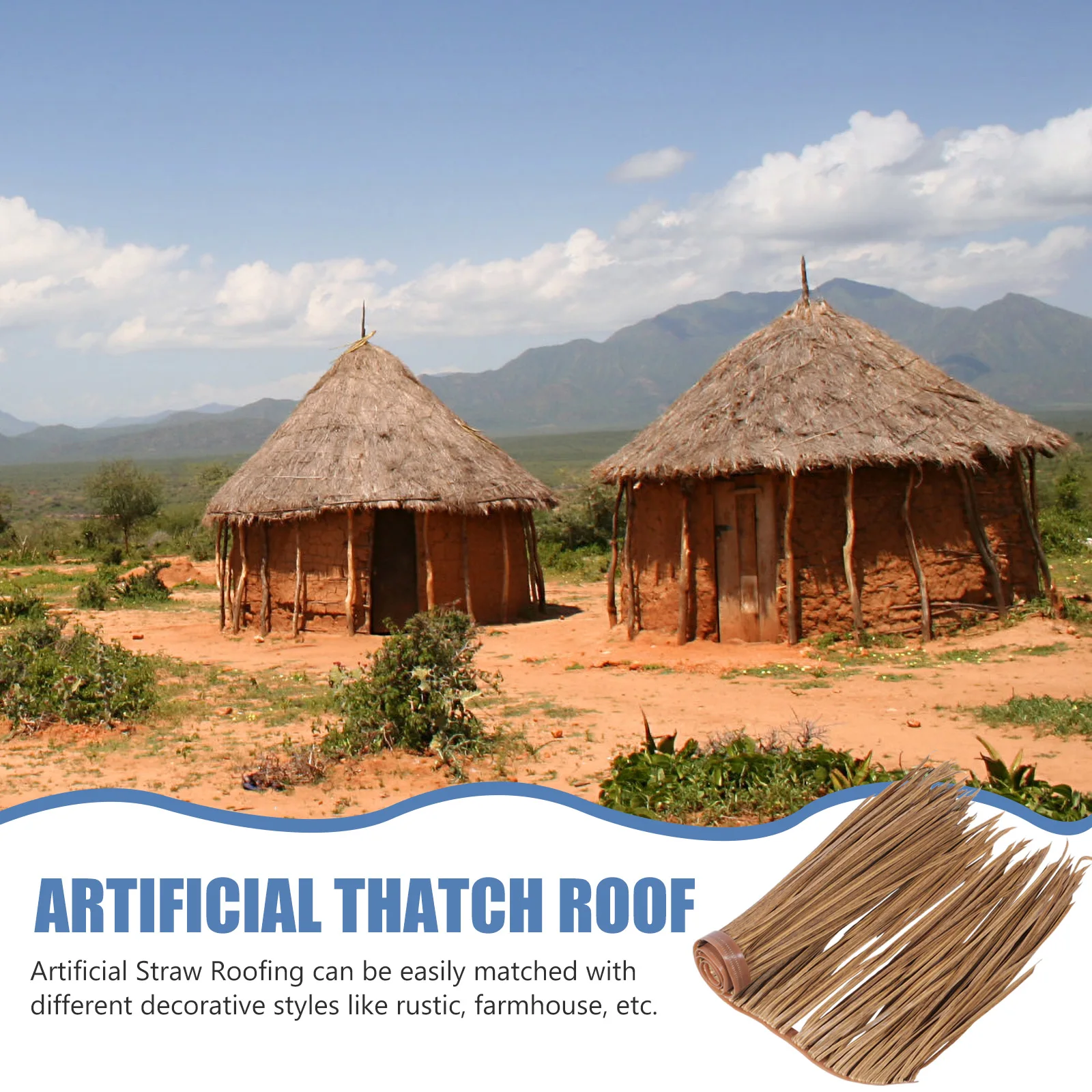 

Artificial Thatch Roof Synthetic Straw Panels Flame Retardant Material Fence Screening L scaping Garden Props
