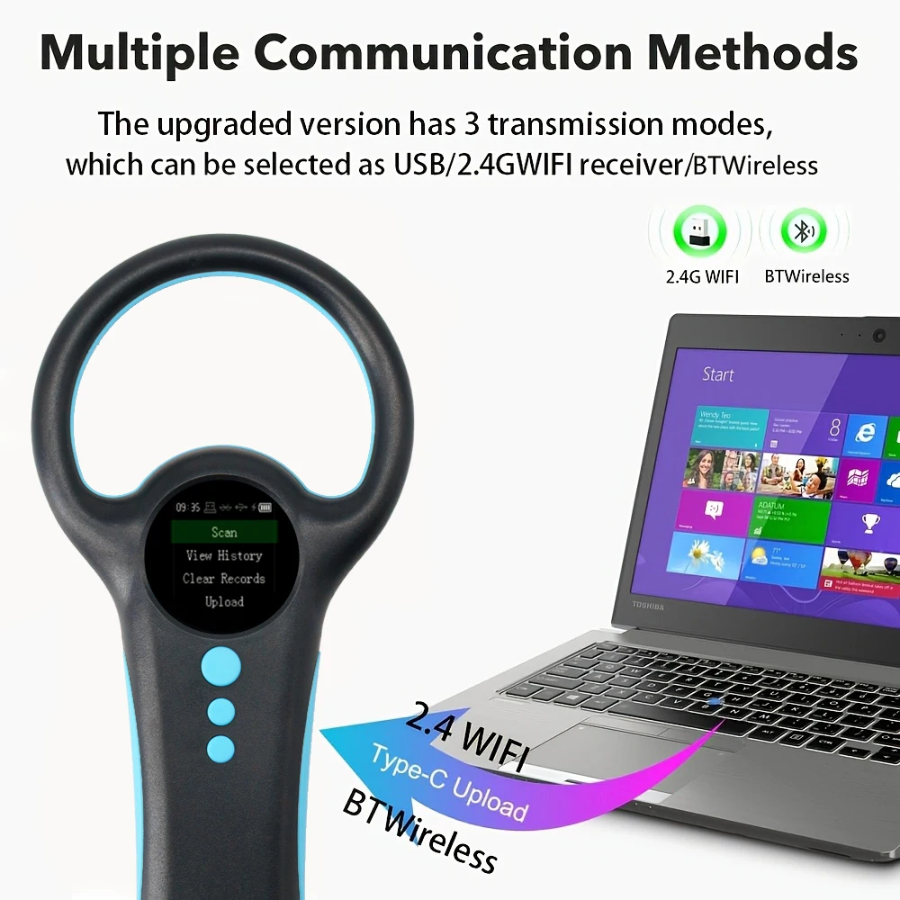USB/2.4G Bezprzewodowy/Bluetooth Czytnik znaczników zwierząt Skaner znaczników uszu RFID Czytnik mikrochipów zwierząt Rozpoznawacz tożsamości zwierząt domowych