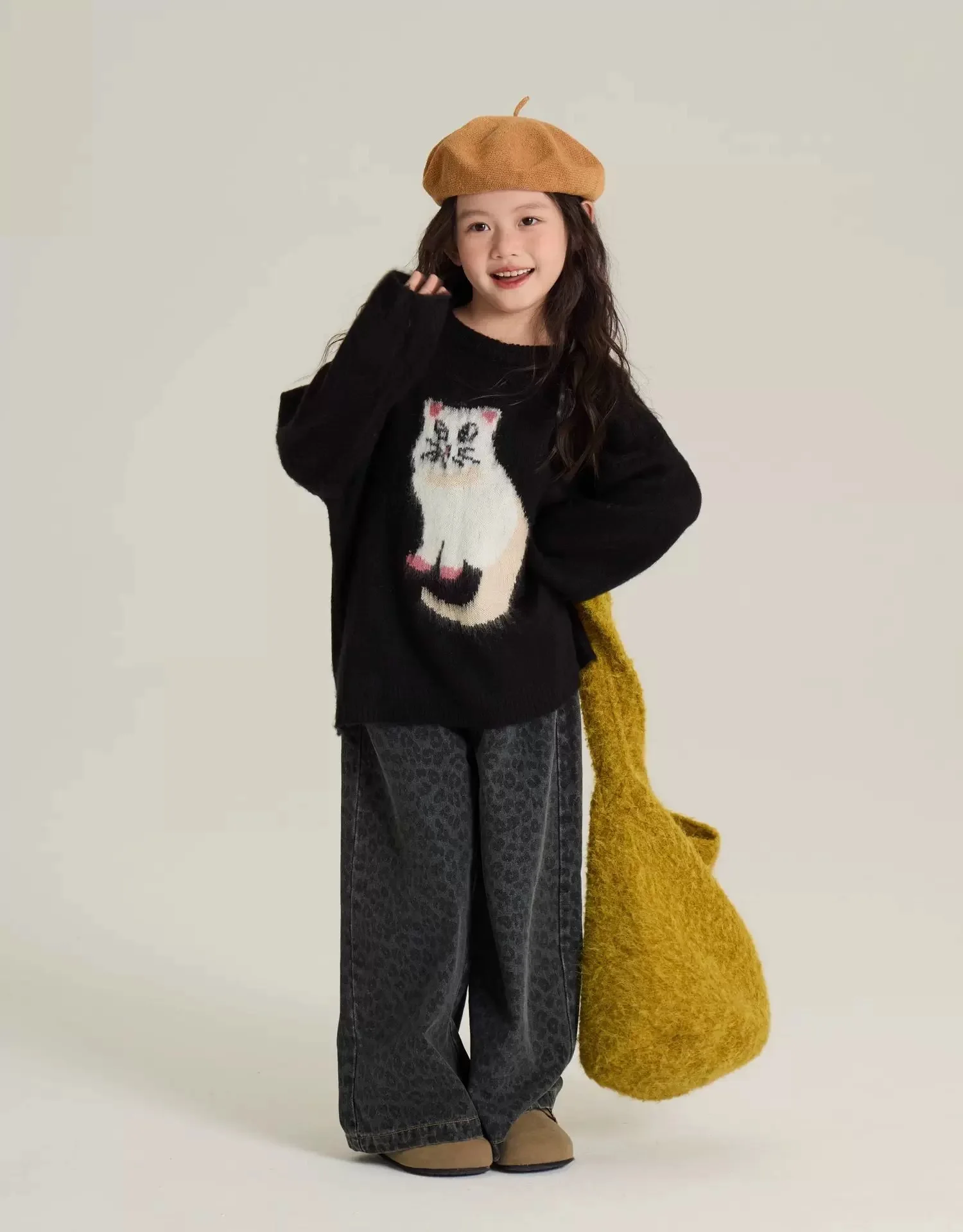 

Baby Girl Clothes Sets 4-14Y Kid Clothing Set Child 2Piece Of Sweater Top+Pants Bottom Girl Clothing Set Toddle Fashion Cat Suit