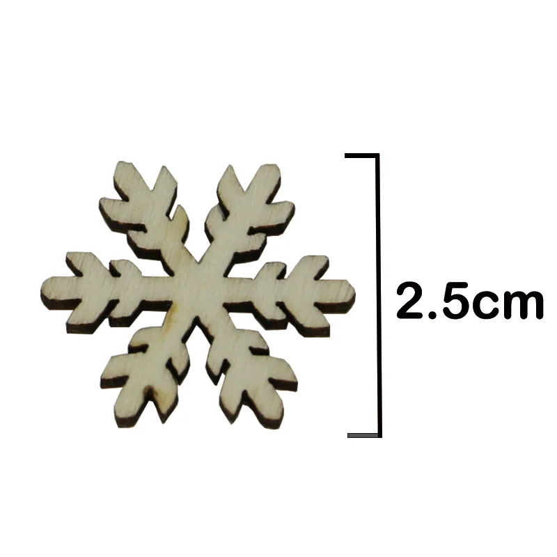 (100 Pieces/pack) 25mm Wooden Snowflake Mixed Snowflake Christmas Tree Pendant New Year Home Decorations