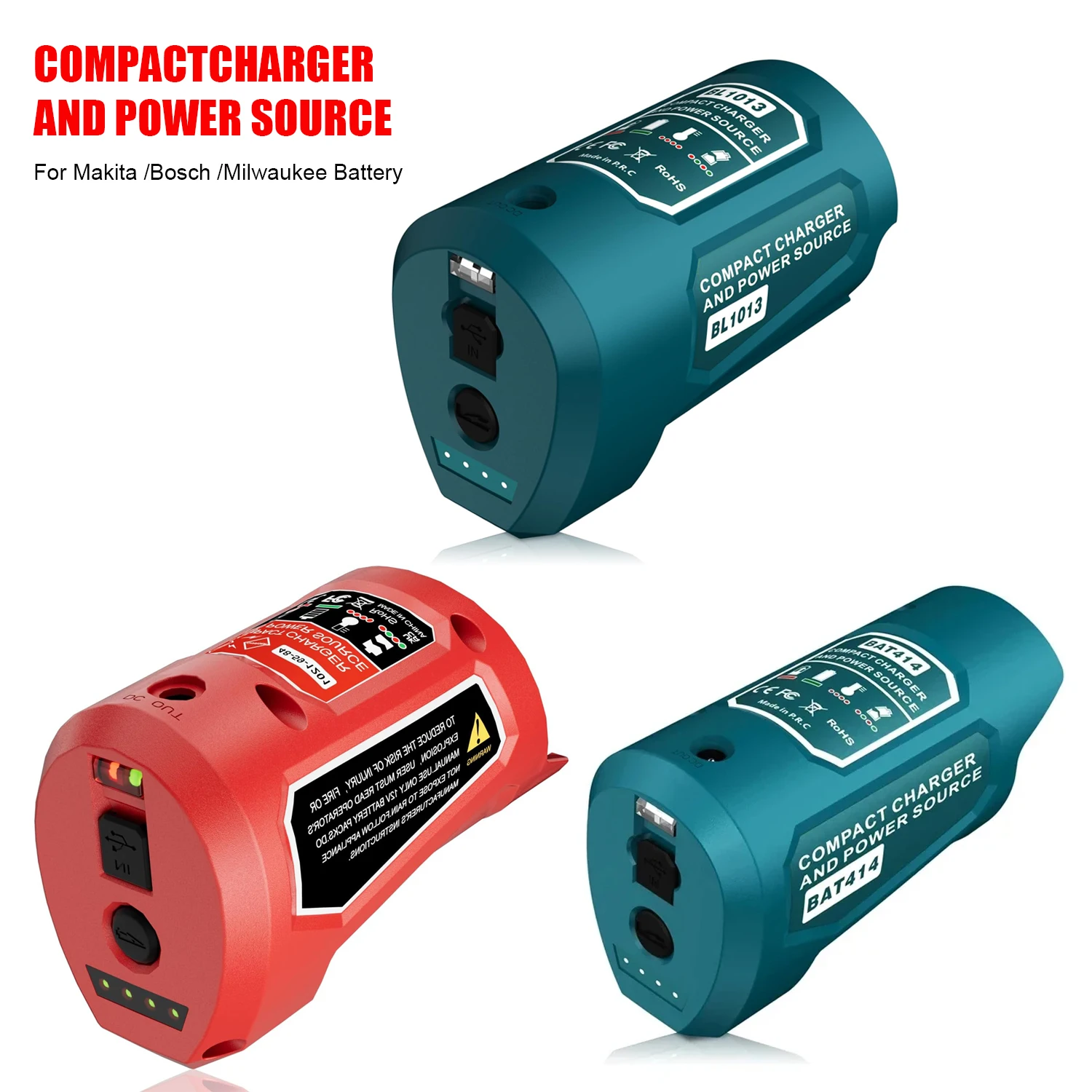 

USB-адаптер для зарядки литиевых аккумуляторов Makita/Bosch/Milwaukee, порт для зарядки для курток с подогревом (без аккумулятора)