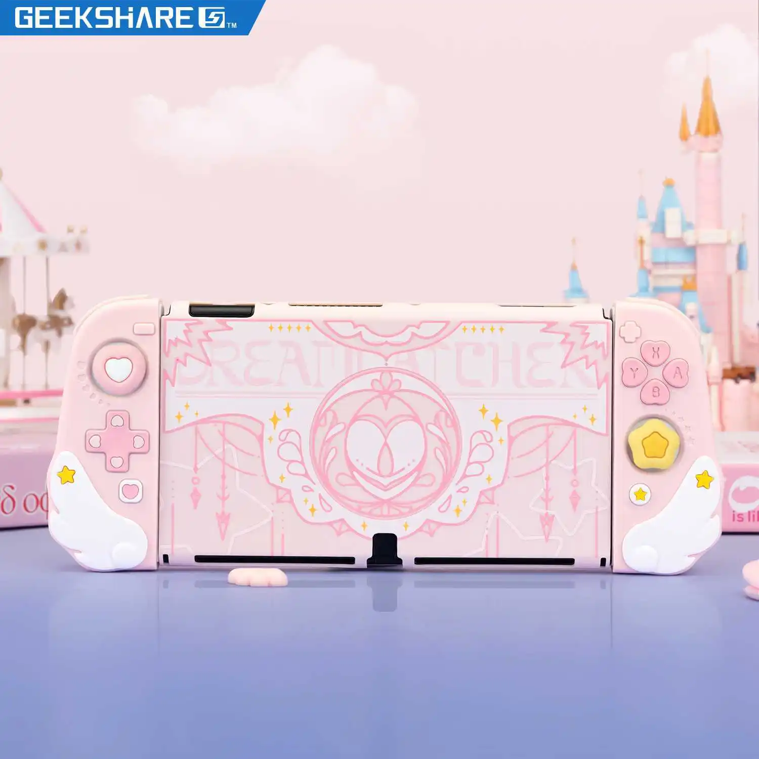 

GeekShare Protective Case for Nintendo Switch OLED NS Protective Shell Pink Kawaii Game Accessories for NS and OLED