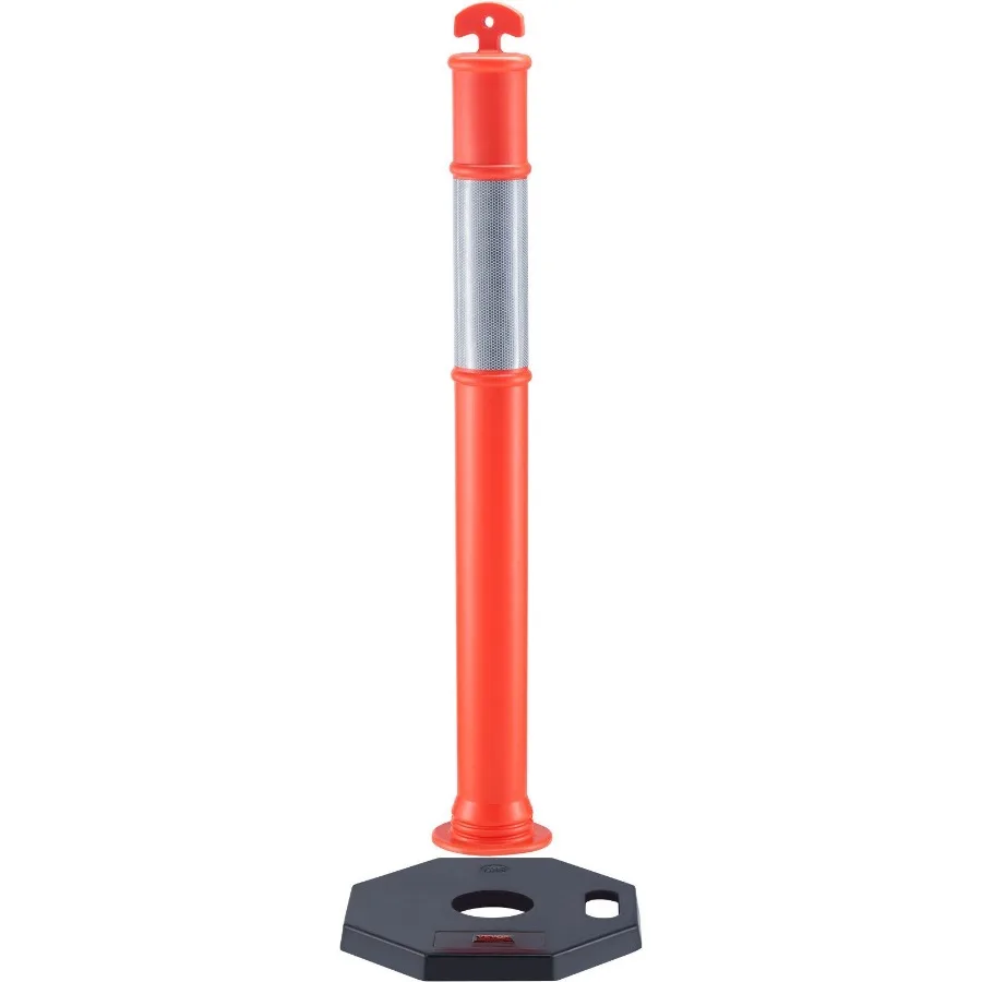 

Traffic Delineator Post Cones 2 Pack Traffic Safety Delineator Barrier with 16.93 x 16.93 in Rubber Base for Traffic Control W