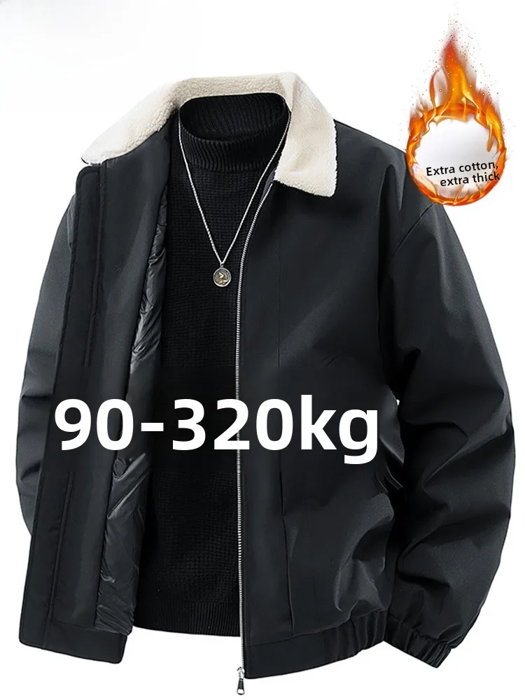 

MoChao American Sle Thiened Cotton Jaet for Men Loose Fit Warm Winter Coat with Stand Collar Large Size Casual Wear