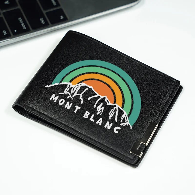 MONT BLANC Rainbow Mountain Design PU-Leder-Geldbörse, minimalistischer, kompakter Business-Stil, langlebig, leicht, Herren-Geldbörse