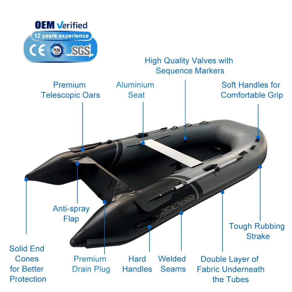 Reachsea Custom Factory Price Air Mat Inflatable PVC Boat Dinghy Fishing Boat Inflatable Boat for Water Sports Entertainment