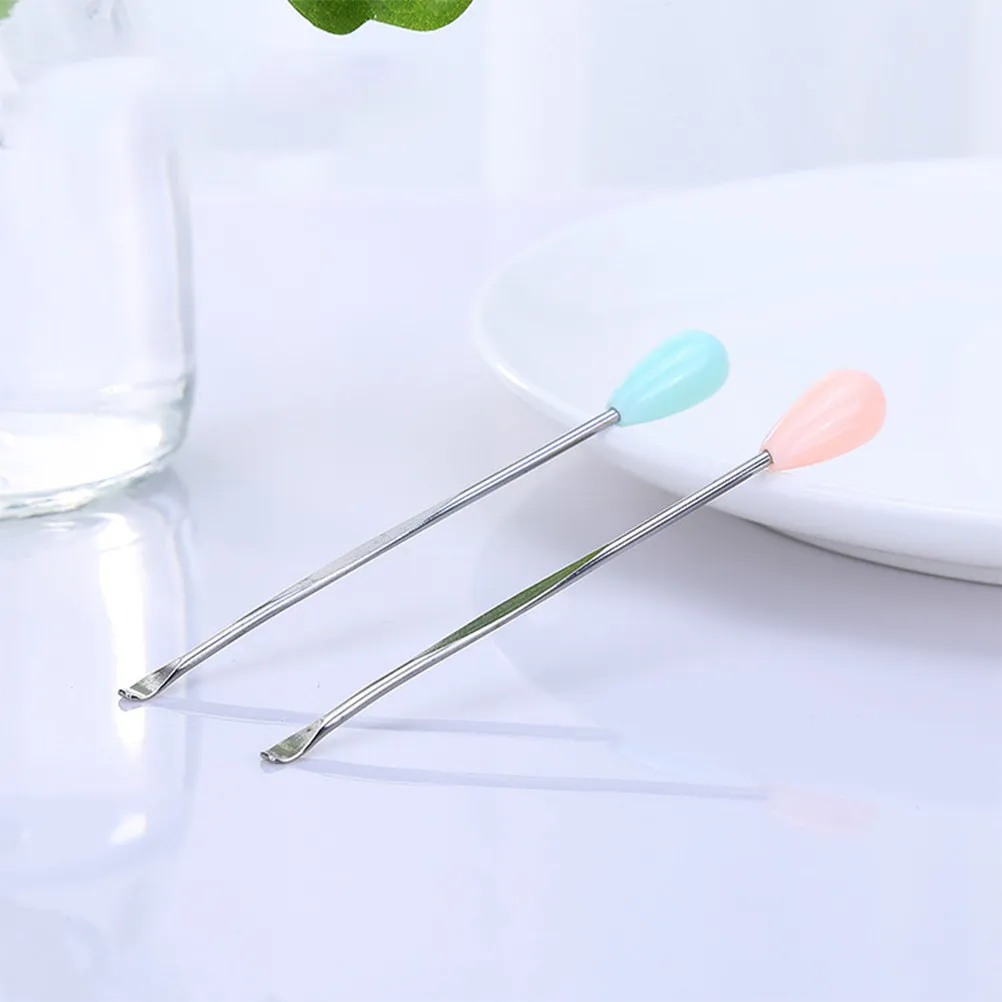 Portable Stainless Steel Earpicks Ear Cleaner Curette Random Color Strong Anti-Rust Ear Wax Remover Travel Use