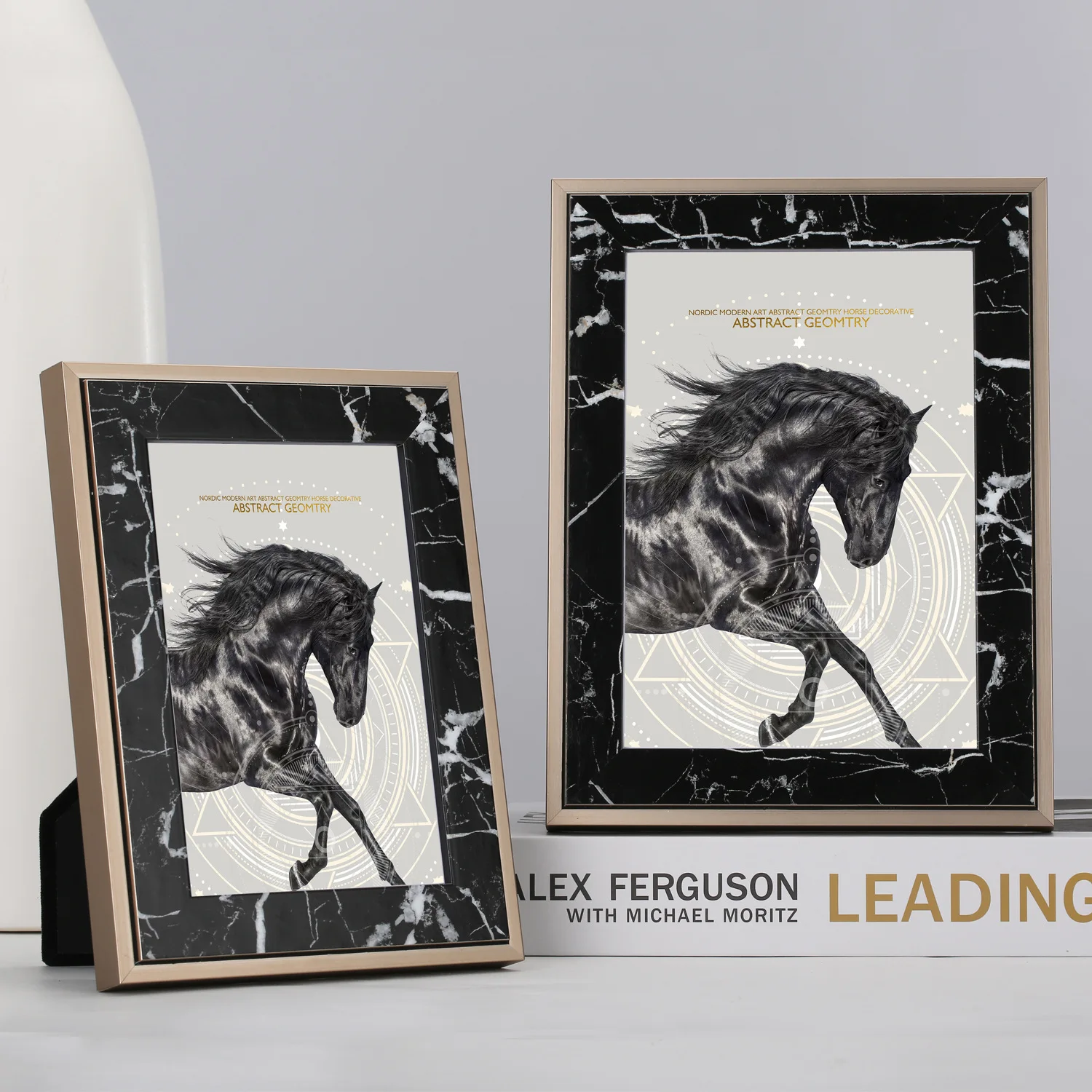 

Черная мраморная фоторамка, роскошная минималистичная фоторамка из массива дерева, настольная витрина, элегантная рамка для домашнего декора