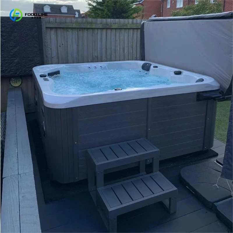 Portable Acrylic Hydrotherapy Spa, 130 Bubble Jets Inflatable Tub, Heated Massage Pool for Backyard & Terrace