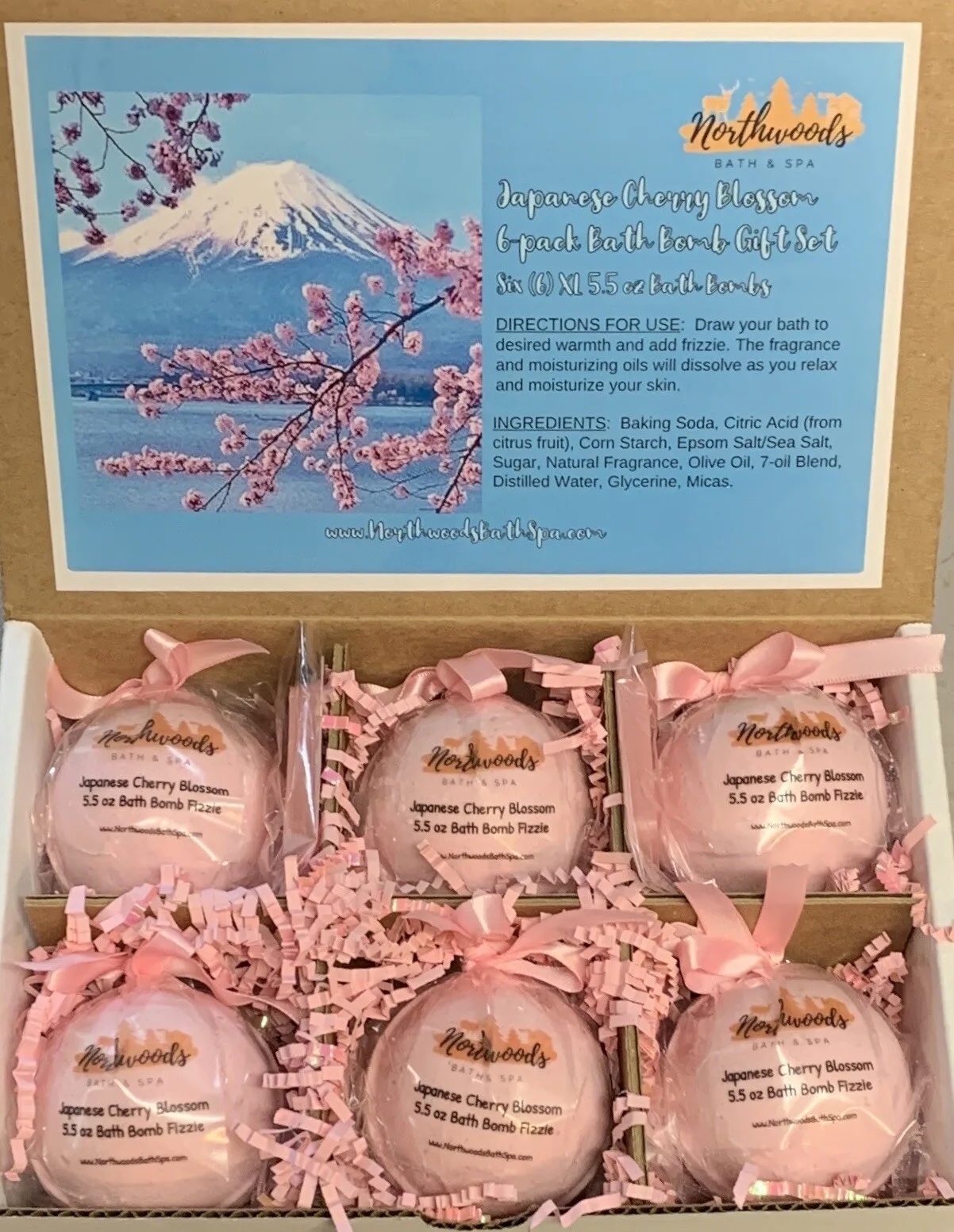 

Bath BallCherry Blossom Bath Bombs 6 Piece Set XL 5 5 oz Natural Foaming Bath Salts Gift Set for Women Relaxing Spa Aromatherapy