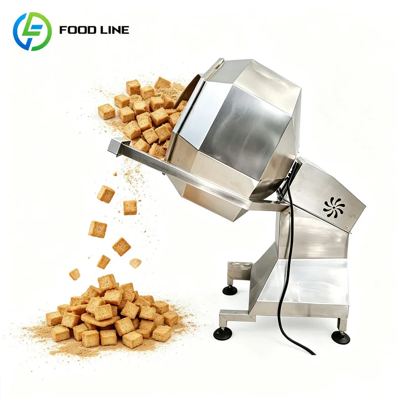 Food Seasoning Machine Commercial Snack Flavoring Drum Chips Nuts Popcorn Beans Coating Mixer Customized