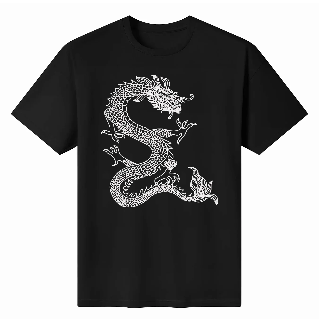 

Dragon Totem Mens Cotton T Shirt Crew Neck Loose Fit Drop Shoulder Summer Tops Casual Plain Black Graphic Vintage Tees For Men