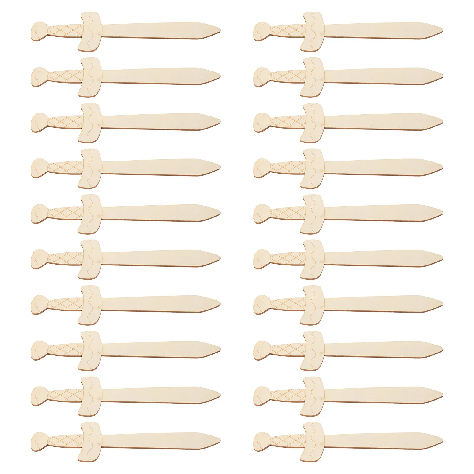 20Pcs Wooden Swords to Decorate Unfinished Natural Wood Pirate Swords for Kids DIY Crafts Birthday Party Painting Craft Supplies - view 2