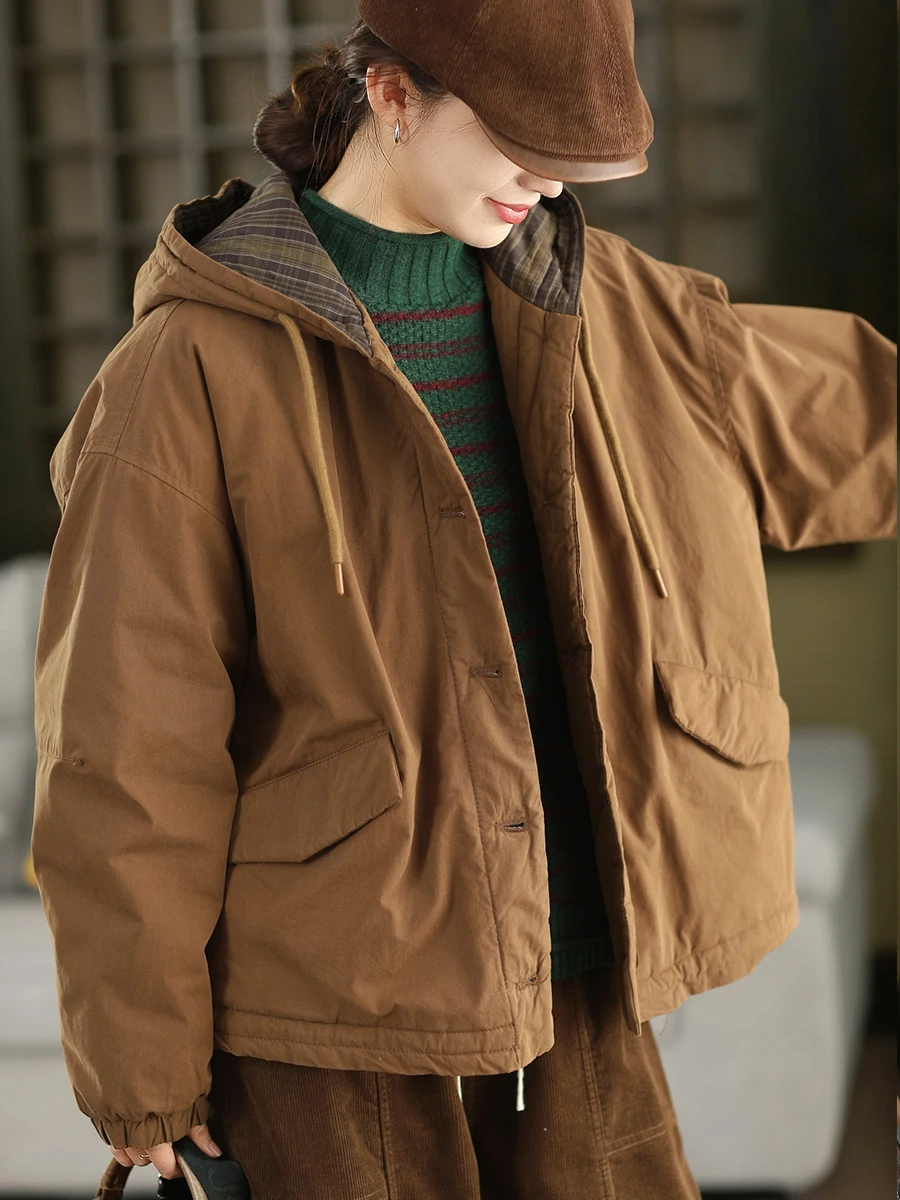 

Зимняя утепленная хлопковая куртка для женщин: модное стеганое пальто с капюшоном, теплая хлопковая верхняя одежда, пальто из чистого хлопка