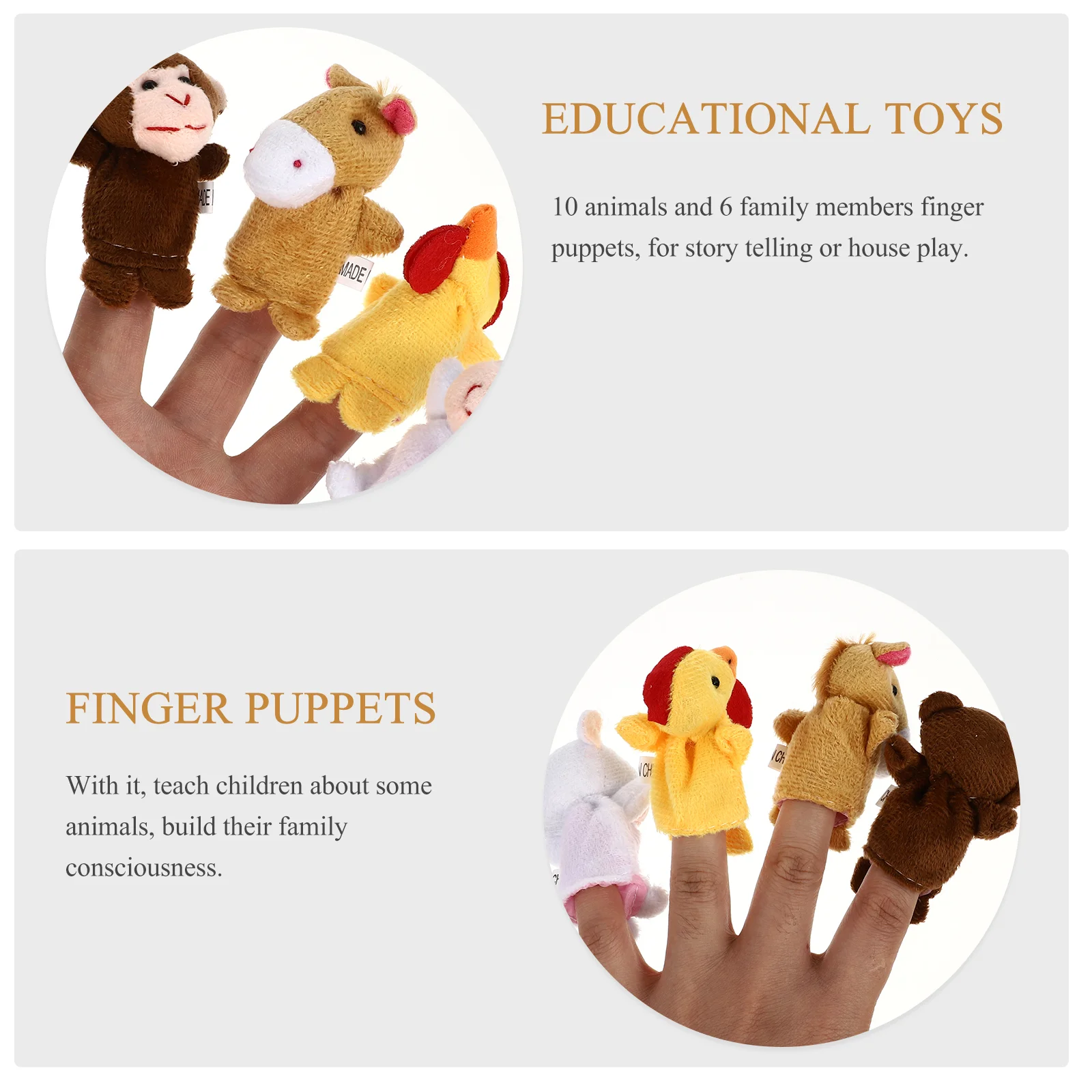 18 Uds. Marionetas de dedo Story Time, accesorios educativos para jugar a las casitas infantiles de lujo