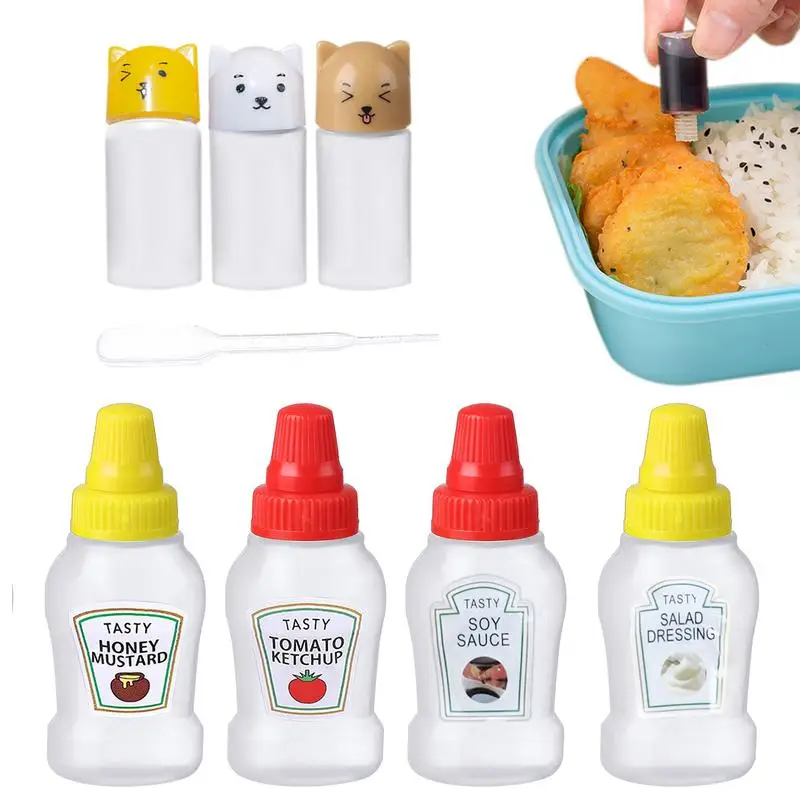 2/3pcs Mini Condiment Bottle Camping Squeeze Bottles for Cookware Bbq Ketchup Oil Cruet Soy Sauce Kitchen honey Salads Tools