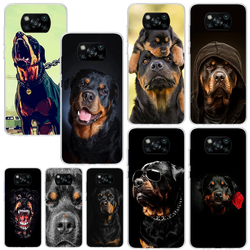 Rott weiler hund telefon hülle für xiaomi poco x6 x5 x4 x3 nfc f6 f5 pro f4 gt f3 f2 f1 m5s m4 m3 art fundas rückseitige abdeckung