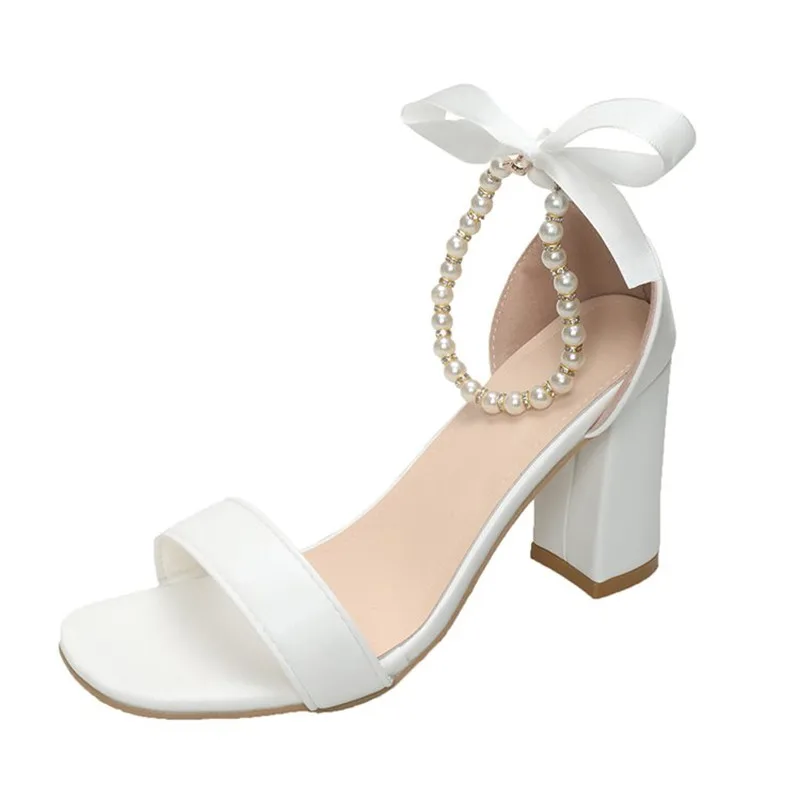 

Модные женские сандалии 2026 года: летние повседневные сандалии на высоком каблуке с бантом, в стиле «фея», с жемчугом, дизайнерские, нишевые, на массивной подошве