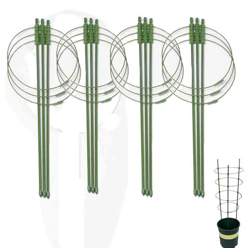 1/3/9 Pcs/set 3 Layers Plant Support Grow Stakes Round Plant Support Ring Plastic Plant Cage Holder Flower Pot Climbing Trellis