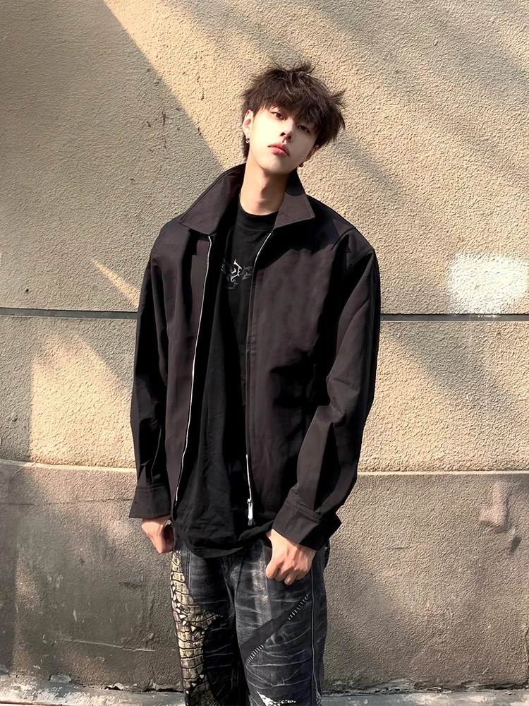 

Early Autumn ort Men's Jaet oulder Line irt Collar Adstrative Sle Casual Faion Polyester Youth Busin Coat