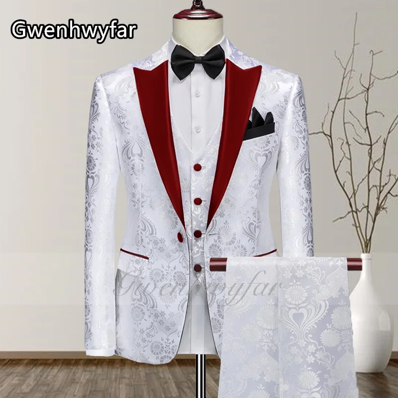

Gwenhwyfar 2025 Handsome Men's Suit Peaked Lapel Single Breasted 3 Pieces Slim Fitting Men's Party Dress Groom's Tuxedo