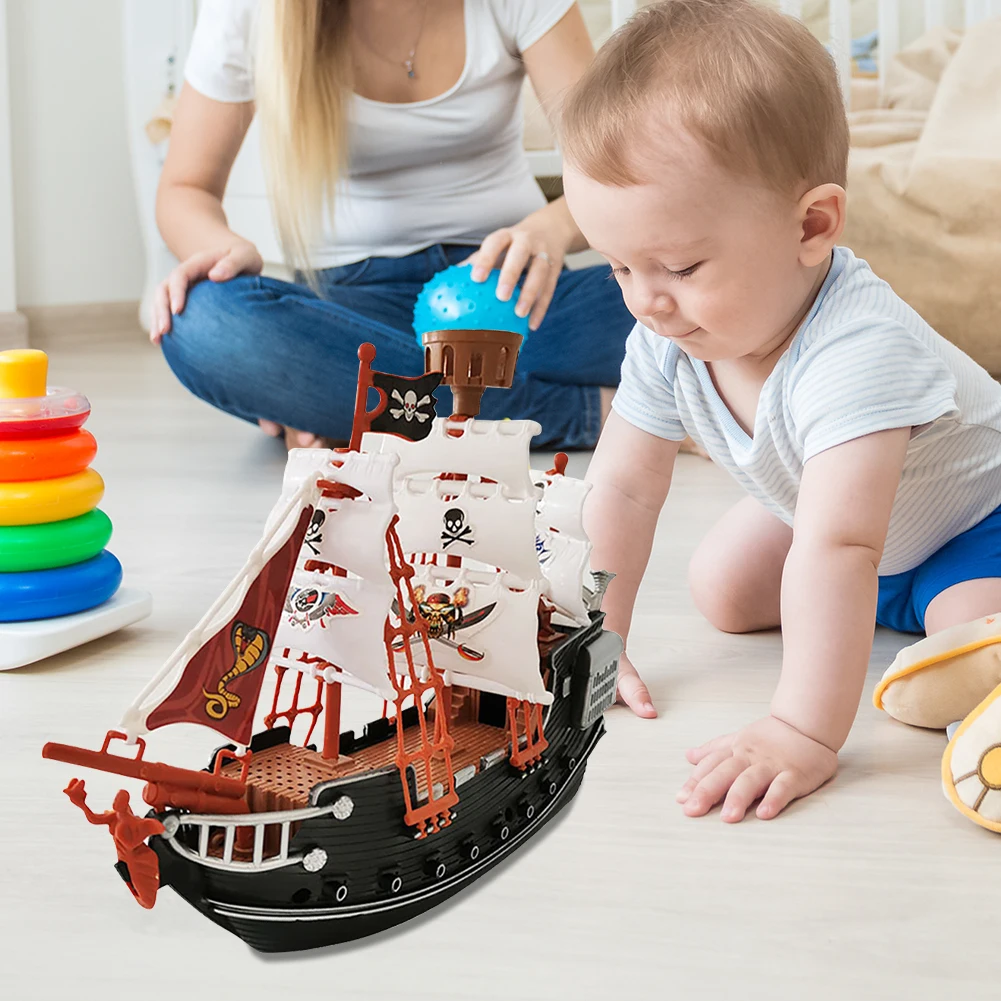 

10in Pirates Ship Exquisite Craftsmanship Unique Boats Model Special Gift Ship Model Toy Scene Decor Prop for Home Kindergarten