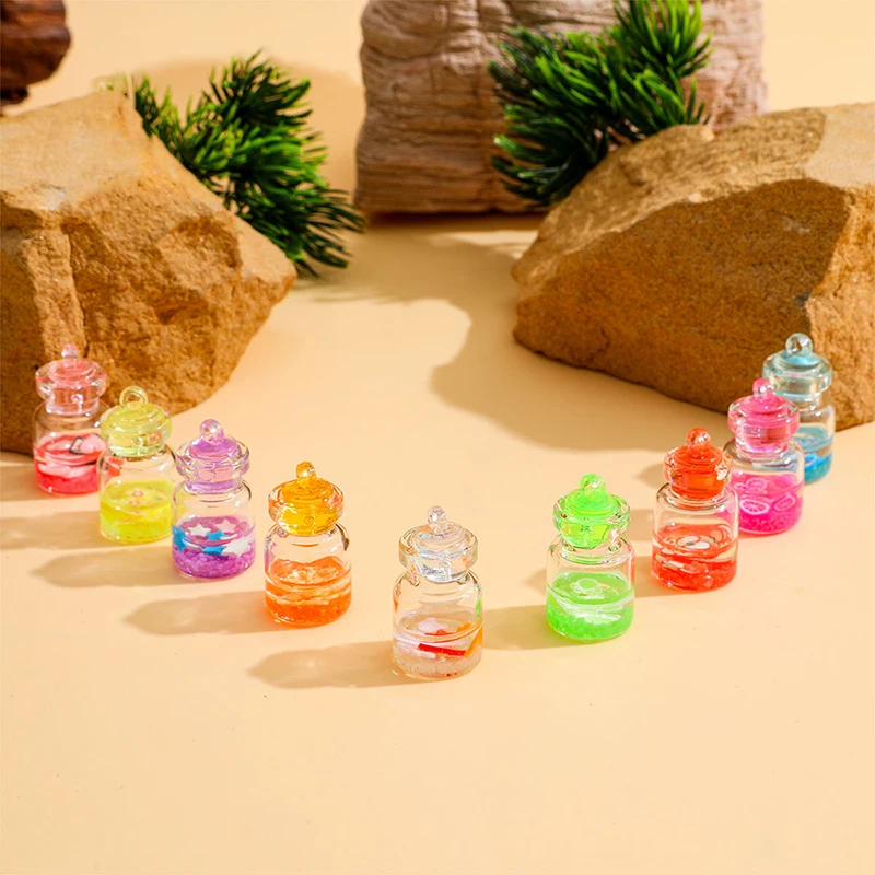 2Pcs 1:12 Dollhouse Miniature Luminous Glass Bottles Toy for Children Glow in Night DIY Dollhouse Decoration Accessories Gifts