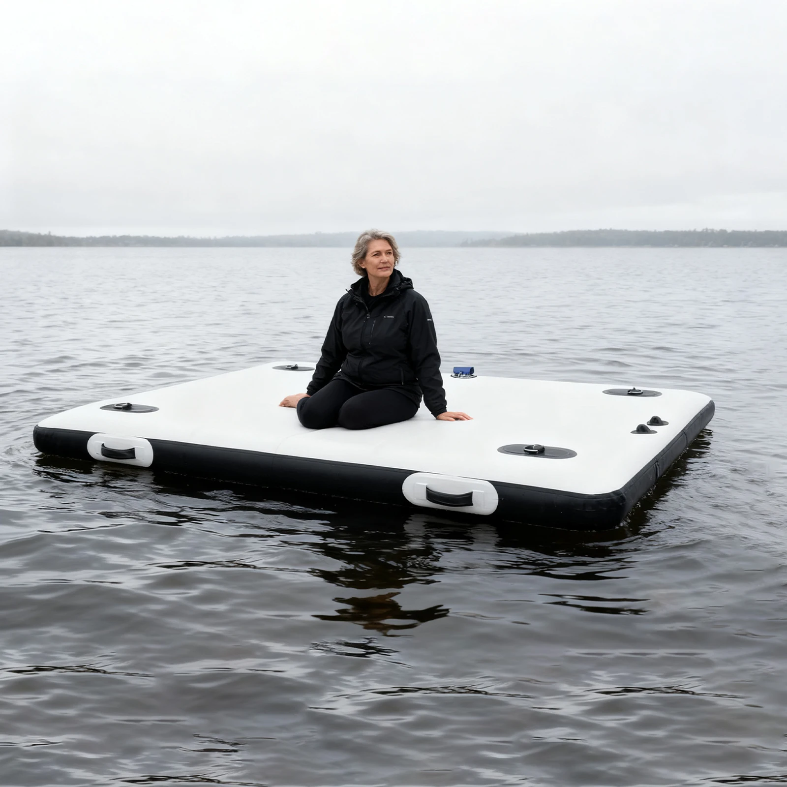 Barco de pesca portátil de PVC, acero inoxidable, nailon, plataforma flotante inflable para lago/piscina, artesanía de ocio, 2x1,5 m