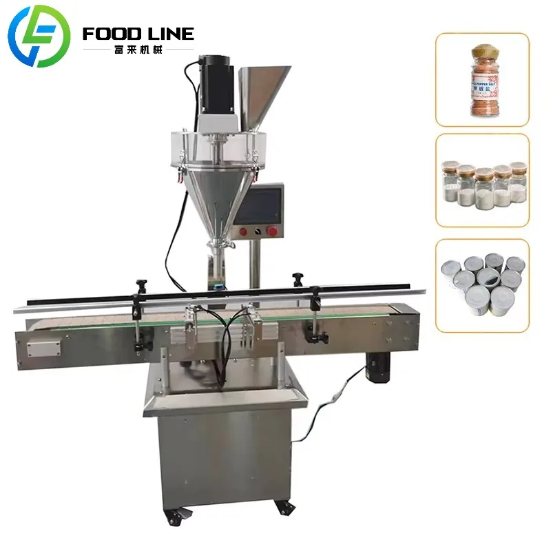 Powder Filling Production Line Automatic Bottle Pepper Filling Capping Labeling Machine One Line