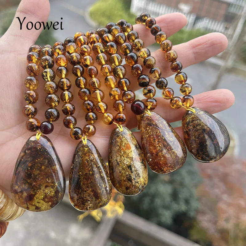 7mm Floral Amber Necklace Real Natural Flower Beads Prayer Mala Rosary Bracelet 100% Original Stone New Unique Pendant Jewelry