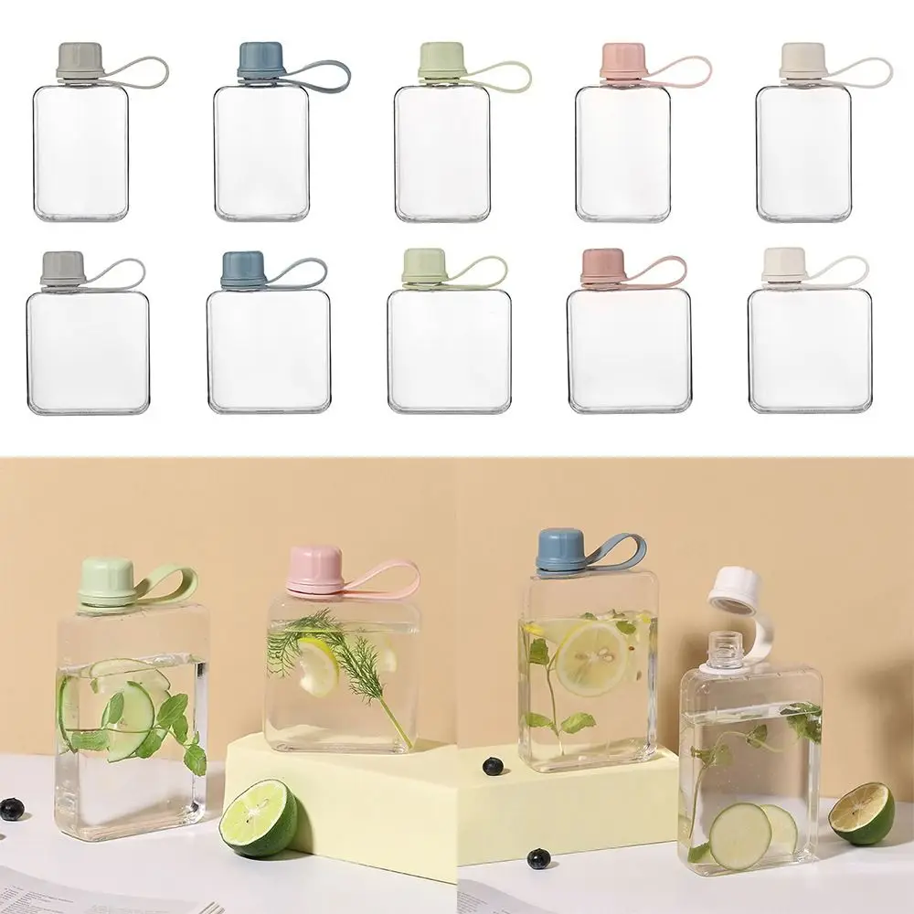 Portable 240ml/320ml Water Bottle Multicolor Plastic Water Cup Flat Handheld Sports Kettle Outdoor Sport