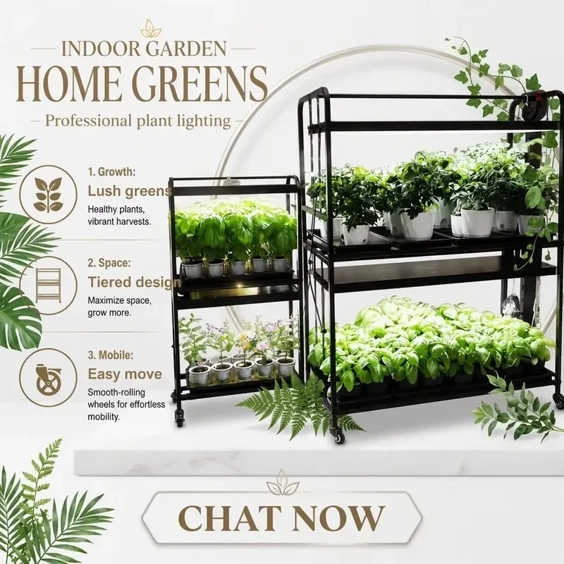 High Performance Indoor Home Garden Vertical Adjustable Height Plant Flower Microgreen Vegetable Stand with Grow Lights