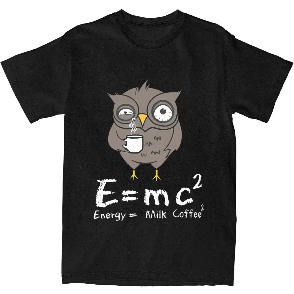 Mc2 Energy Milk Coffee T-Shirt Funny Owl Harajuku T-Shirts Short Sleeve Y2K Funny Tops Beach Cotton O Neck Oversized Top Tees