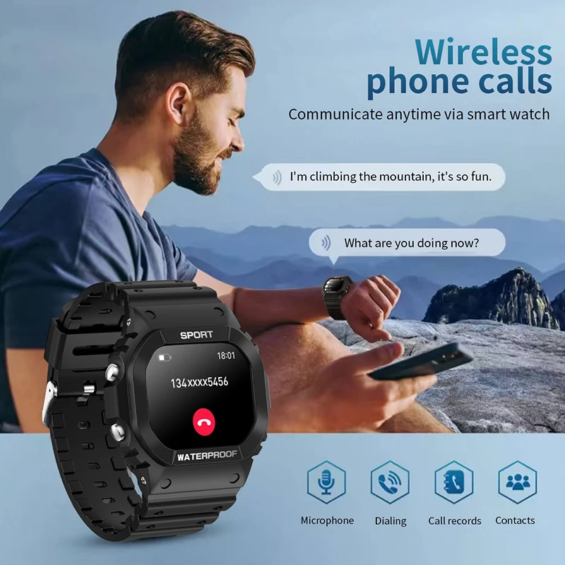 NAMOFOTO nuevo reloj inteligente Bluetooth llamada 1,75 ''100 + modos deportivos reloj inteligente SOS linterna LED brújula Monitor de ritmo cardíaco reloj