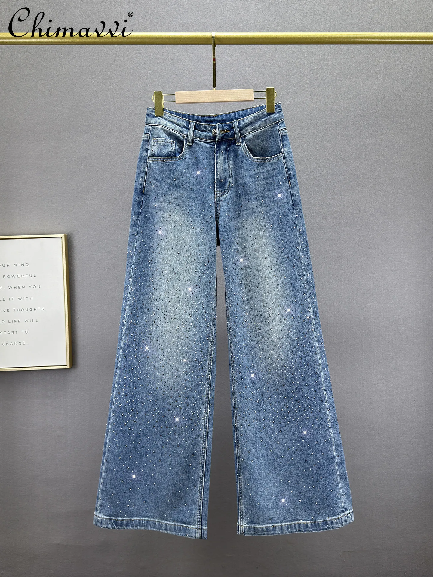 

Gypsophila Hot Diamond Denim Loose Pants Women's 2026 Spring New High Waist Loose Slimming Jeans European Goods Long Pants
