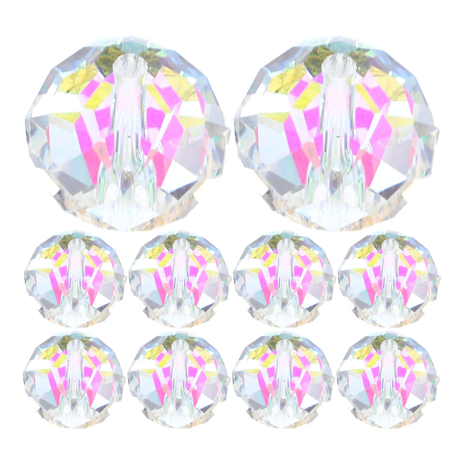 

10Pcs Vibrant Crystal Spacer Beads Flat Shape 8Mm Sparkly Round Faceted Jewelry Making Bracelets Necklaces Sun Catcher Crafts