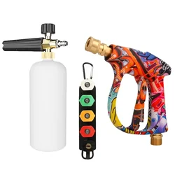 4350psi high-pressure water gun, beautiful graffiti painting, 1L foam spray gun, 1/4 quick nozzle set, rubber nozzle bracket