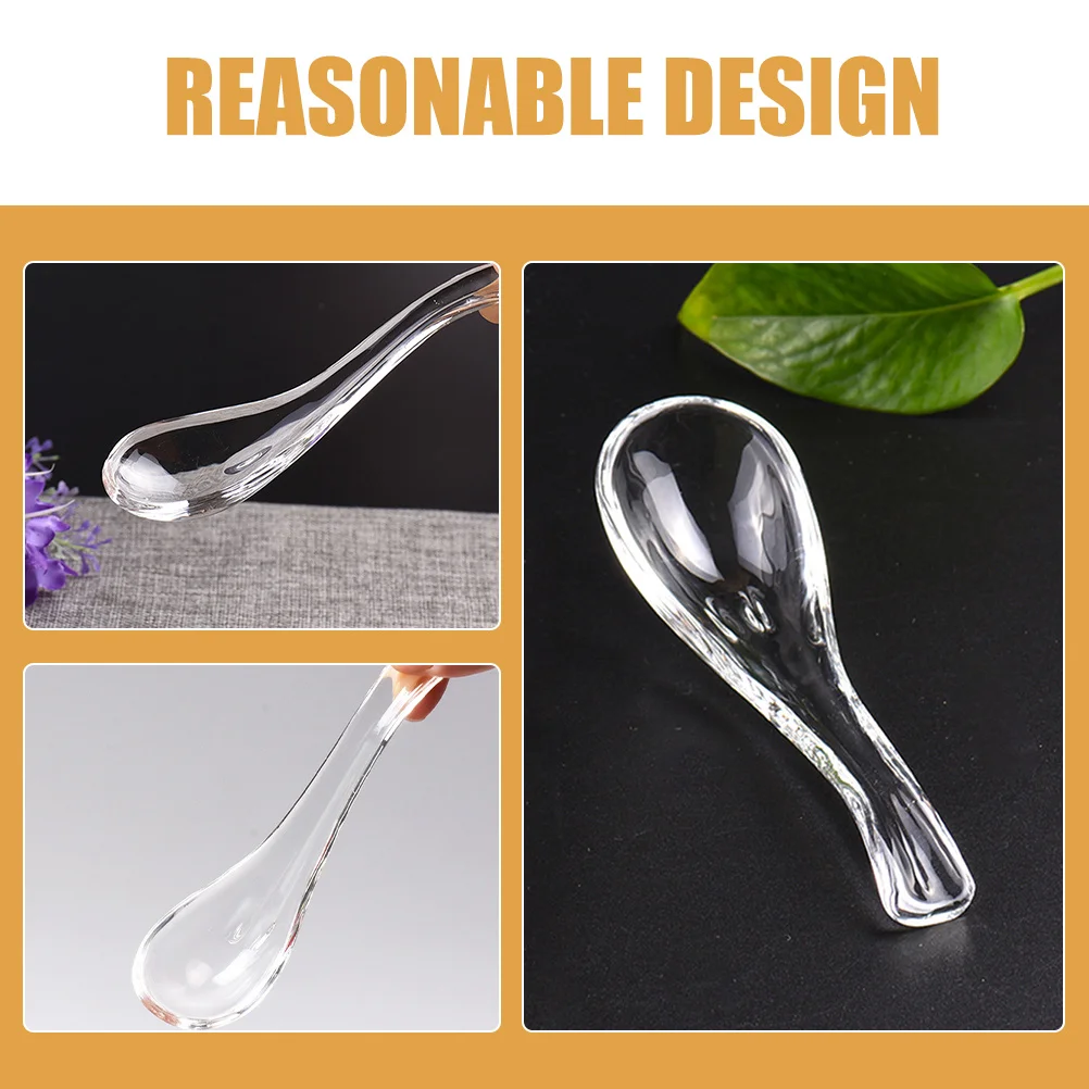 

Glass Spoon Transparent Clear Design for Home Restaurant Use Asian Soup Dessert Serving Kitchen Utensils