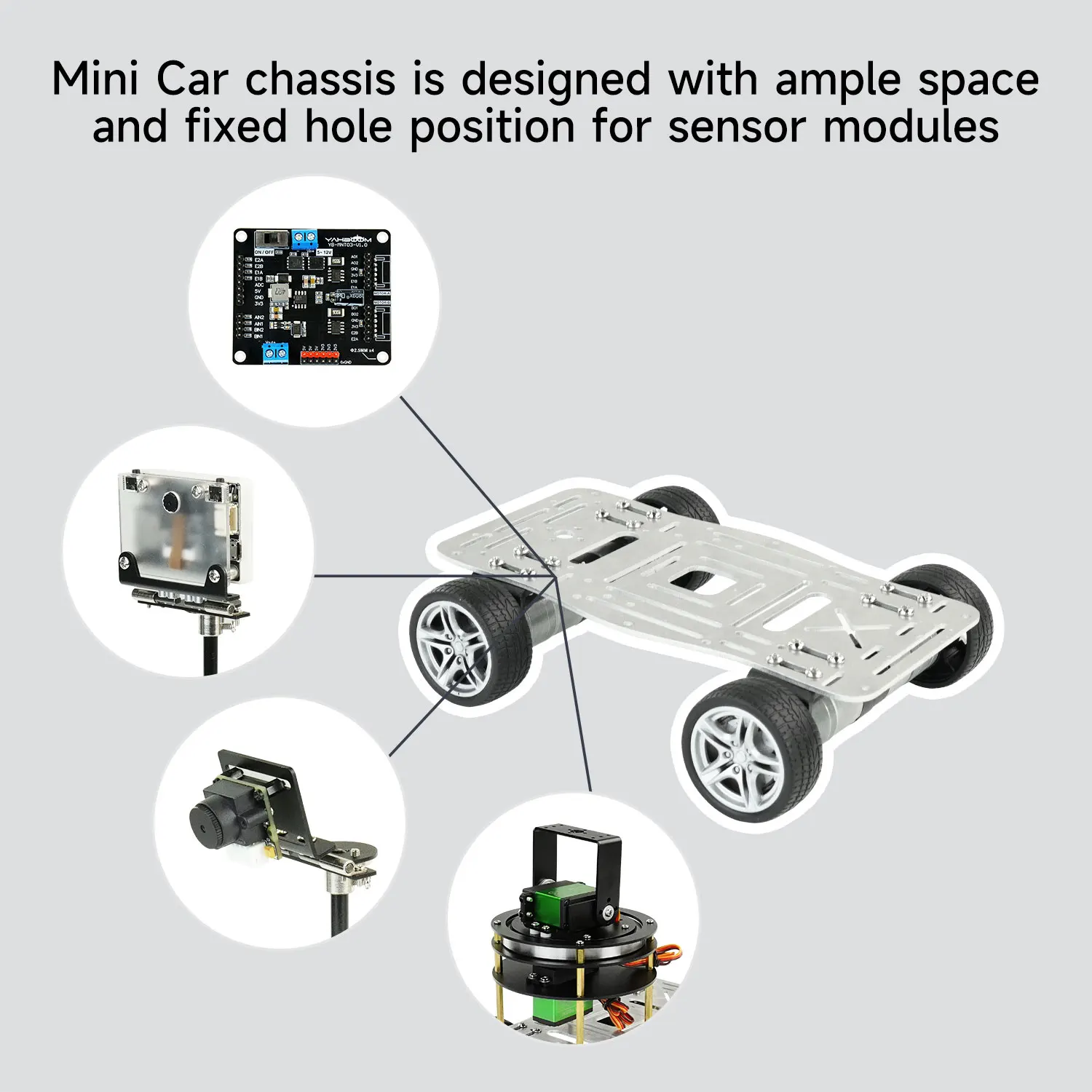 Yahboom Mini 4WD Smart Robot Car Aluminum Alloy Bottom Board Single/Double Chassis Parts 310 DC Motor For DIY Competition