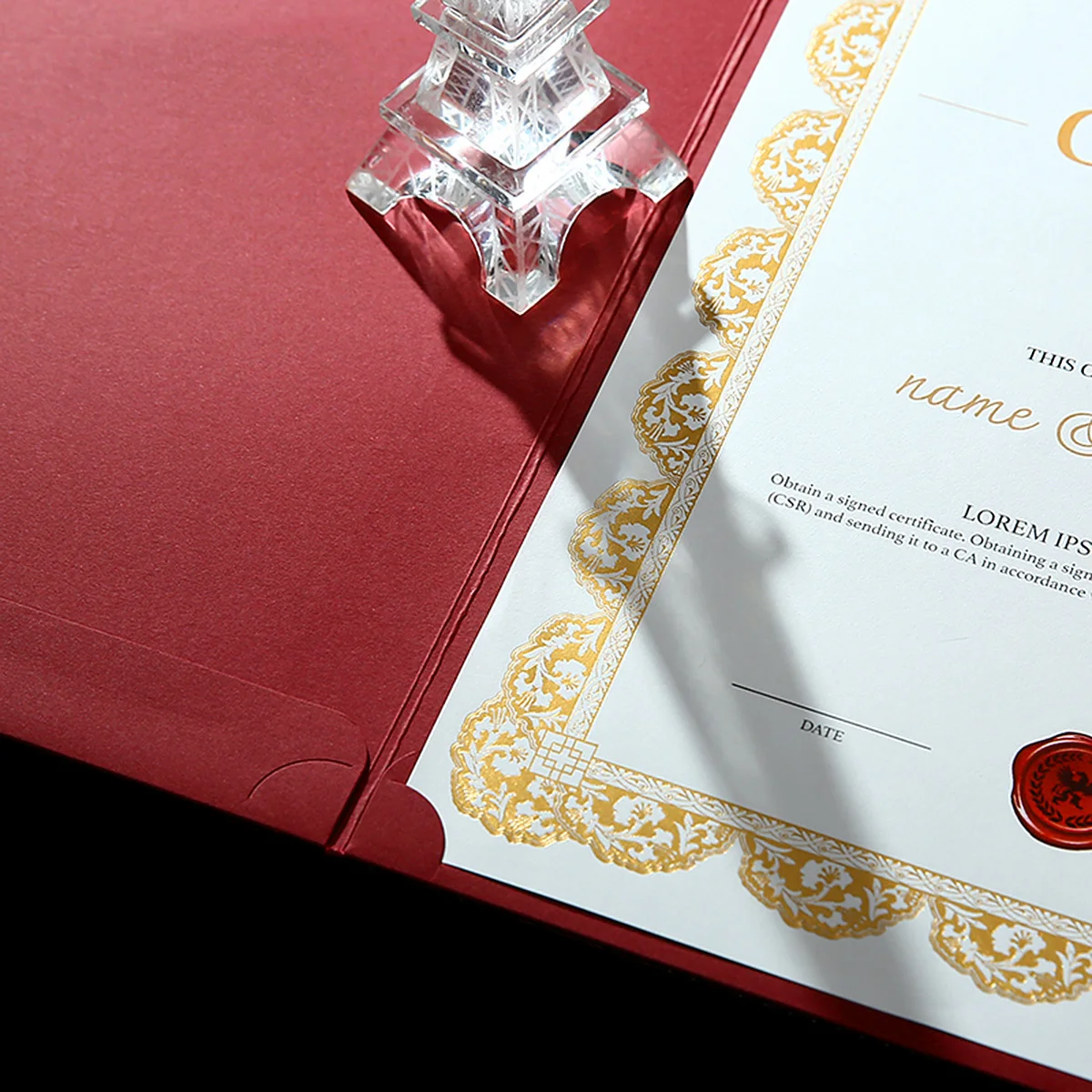 

10Pcs Honor Certificate Covers Purple Red A4 Size Double Line Gilding Gold Foil Classic Style Diploma Document Folder Award