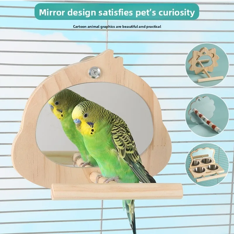 

‌Large Bird Playground Gym Stand Mirror Chew Toys Wooden Perch Pet Activity Center Parakeet Cockatiel Lovebird Parrot Cage New